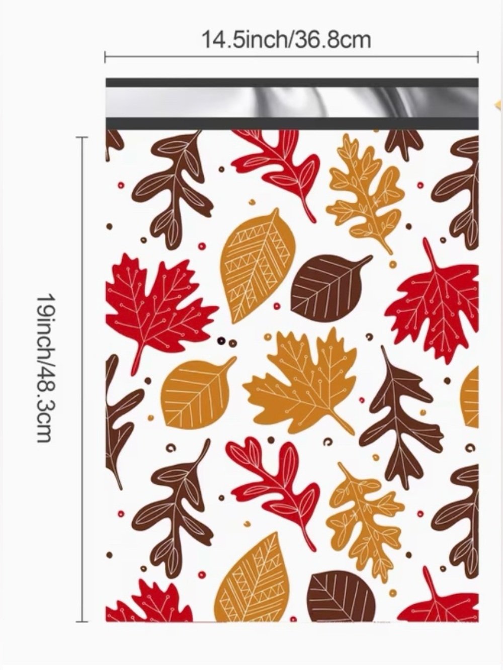 20 14.5โ x 19โ Halloween Autumn Leaves Poly Mailers - Picture 4 of 7